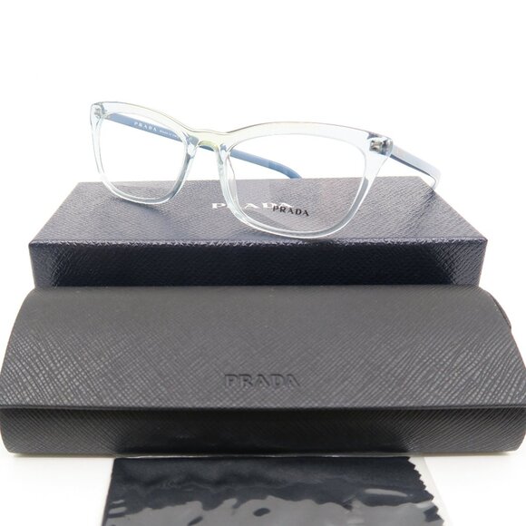 Prada VPR 10V 325-1O1 54mm Clear Blue/Blue Rectangle New Women's Eyeglasses. - Picture 2 of 10